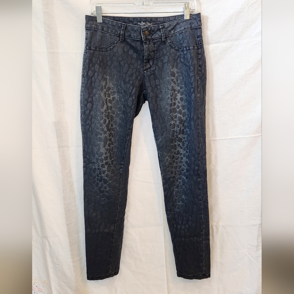 LONDONJEAN Dark Blue Patterned Skinny Jeans